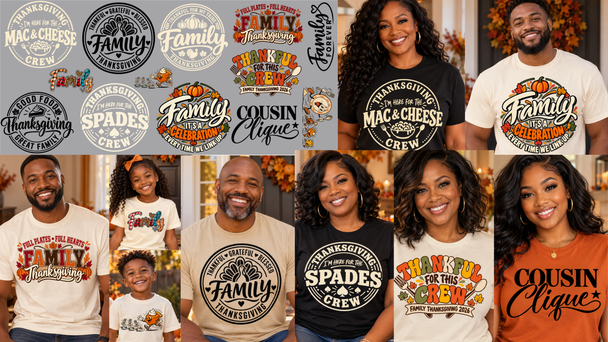Family Thanksgiving premade 22x48 DTF gang sheet