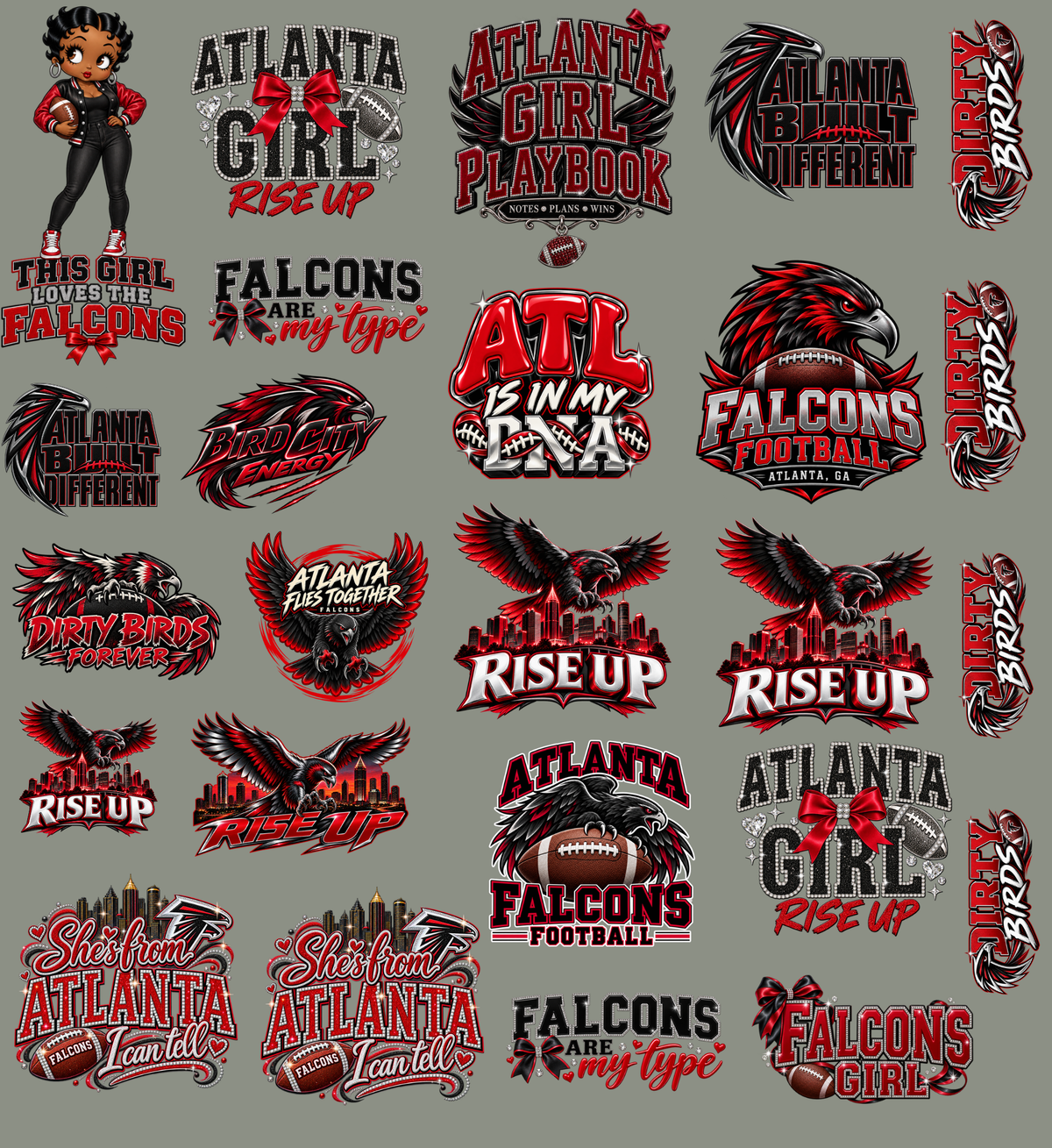 Falcons Premade 22x24 UV DTF Gangsheet