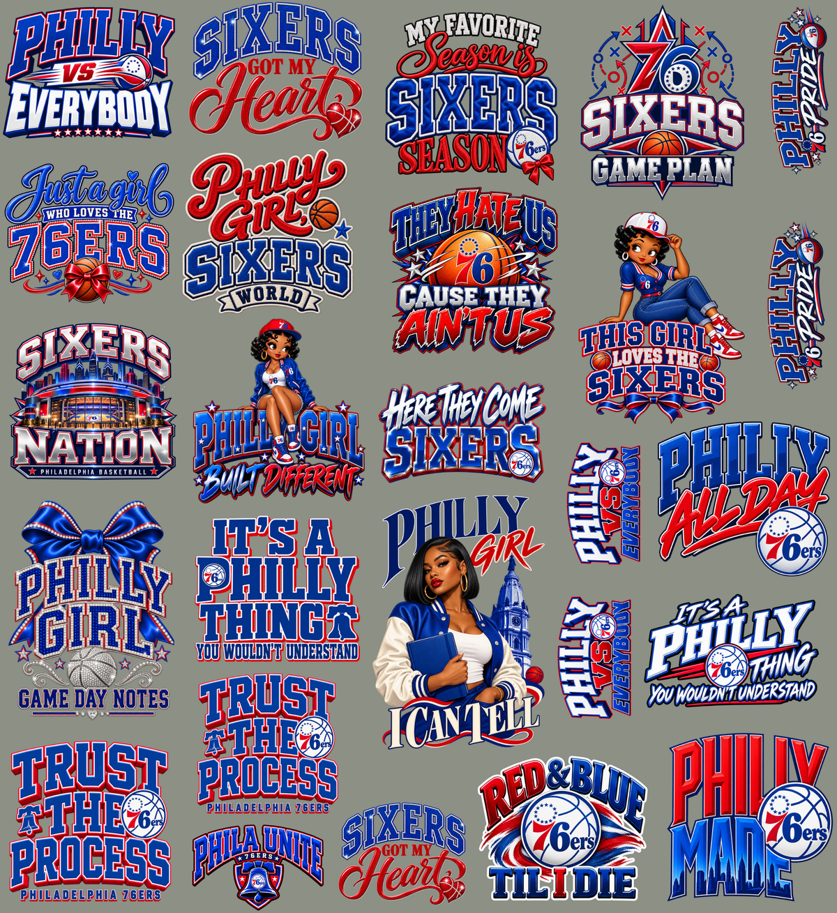 76ers Premade 22x24 UV DTF Gangsheet