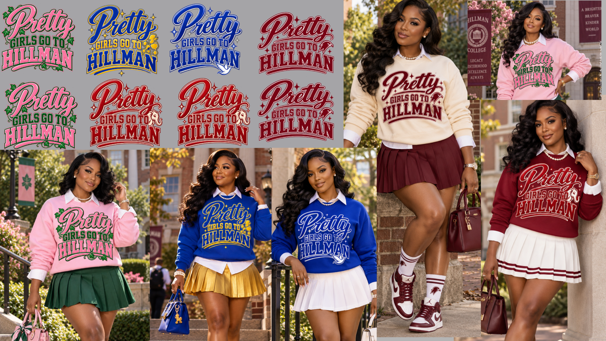 Pretty Girls Go To Hillman premade 22x48 DTF gang sheet
