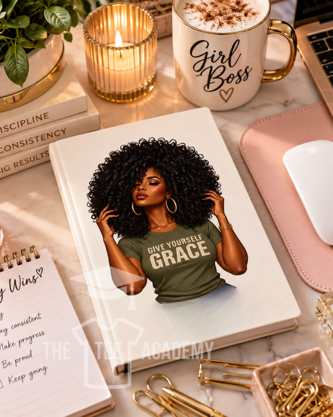 UV DTF Planner/Tumbler Decal- Give Yourself Grace Babe