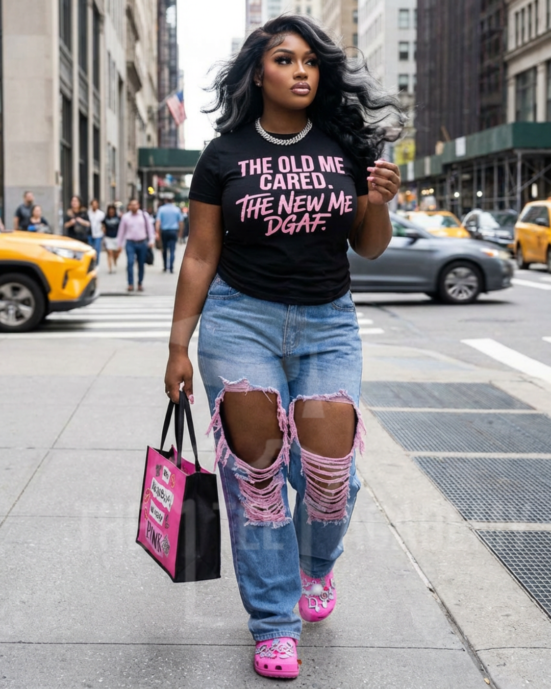 (Pink) The Old Me Cared- Screen Print Transfer