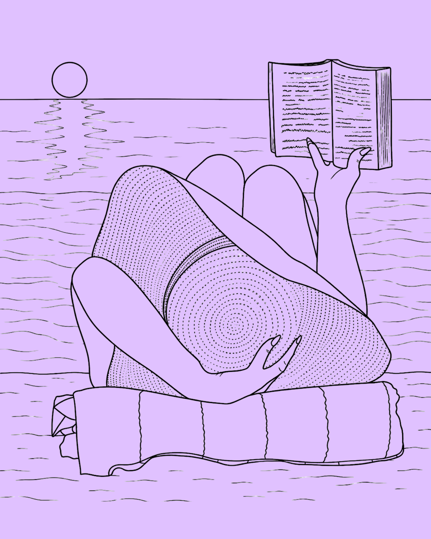 Beach Babe & Book-Screen Print Transfer