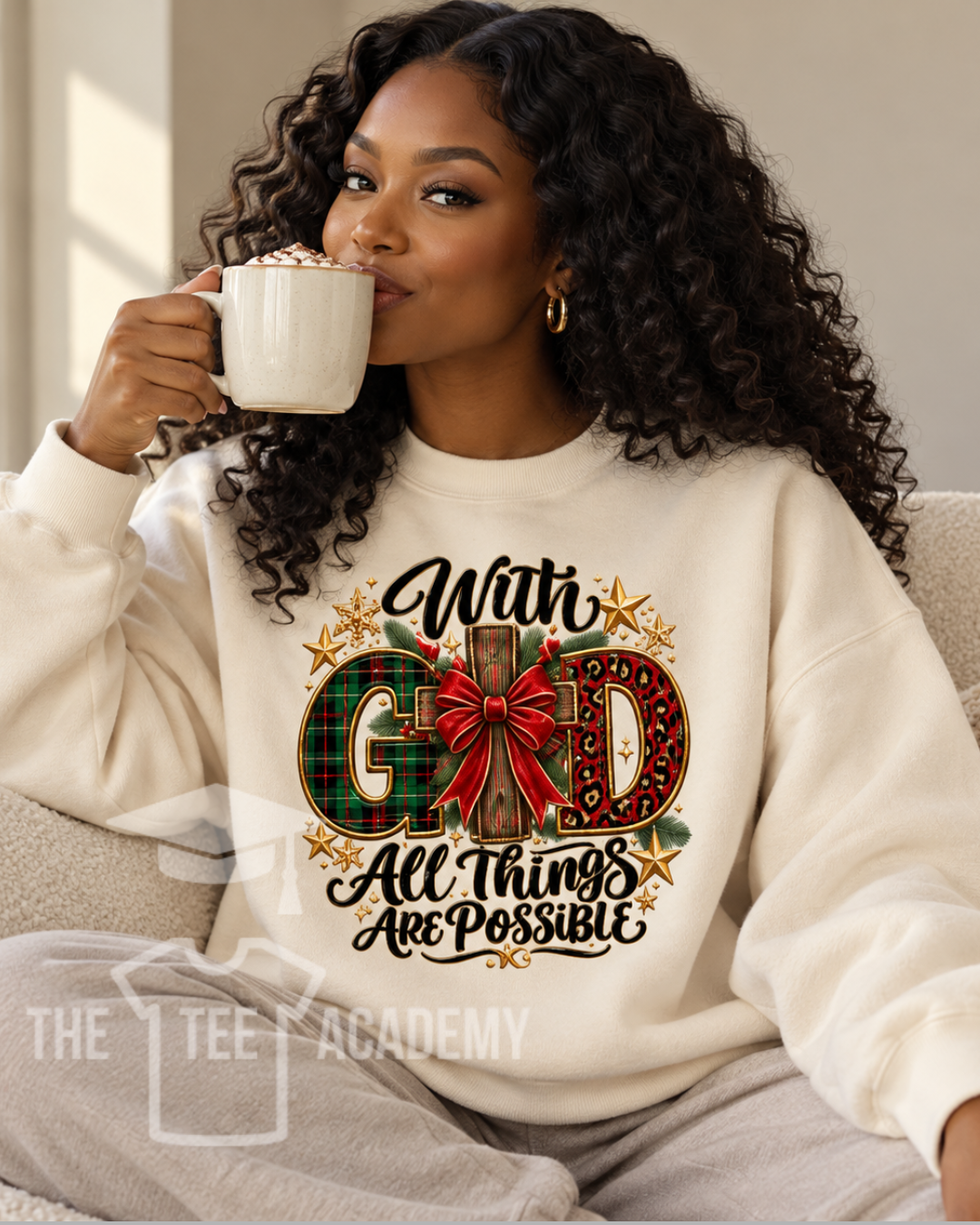 (Pre Order) Christmas/With God All Things Possible- Matte Clear Film Screen Print Transfer