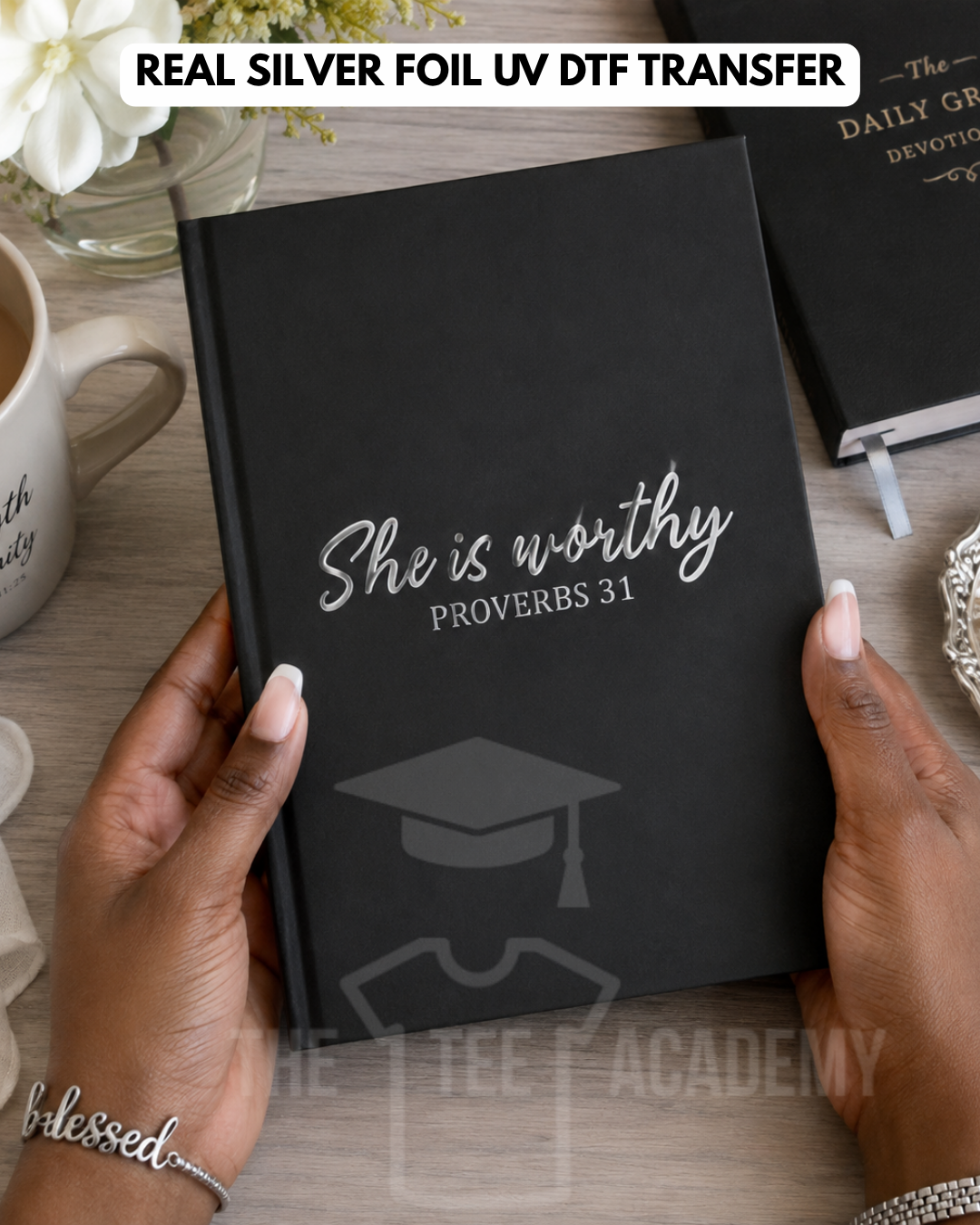 (Silver Foil) She Is Worthy- UV DTF Sticker Decal