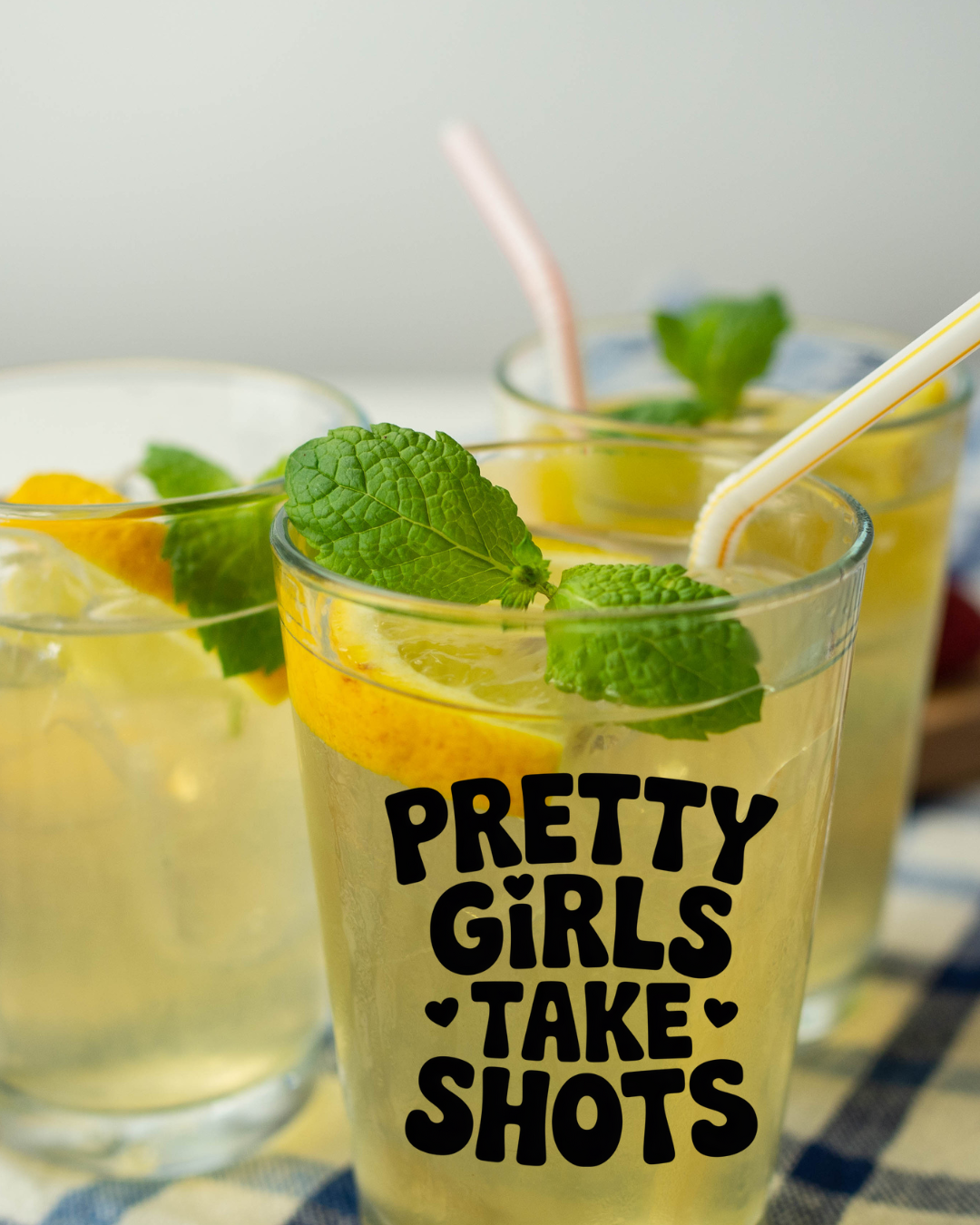 UV DTF Large Shot Glas Decal - Pretty Girls Take Shots