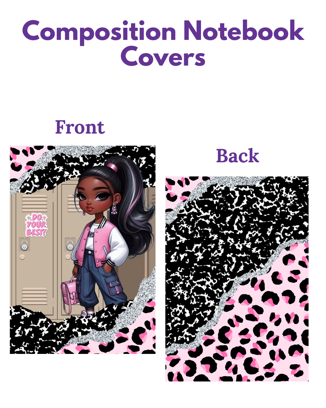 Composition Notebook Covers- Pink Cheetah Doll