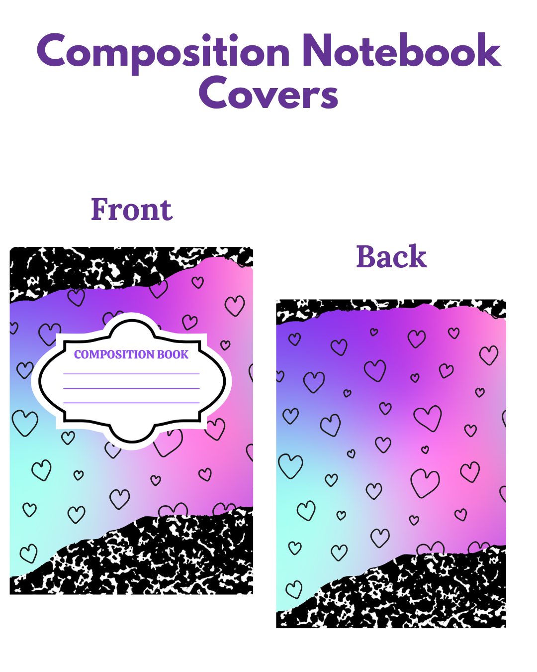 Composition Notebook Covers- Ombre Hearts
