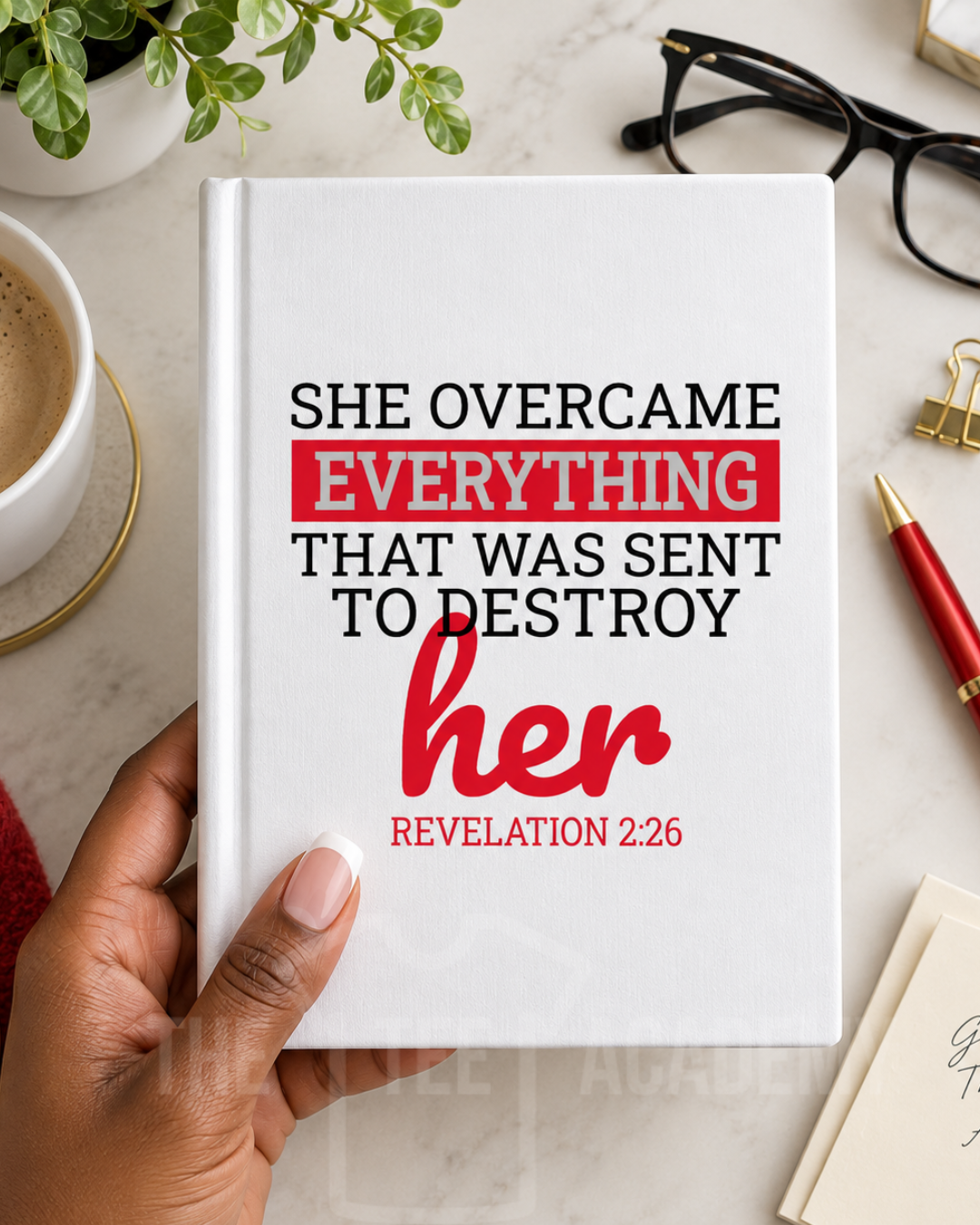 UV DTF Planner/Tumbler Decal- (Red) She Overcame Everything