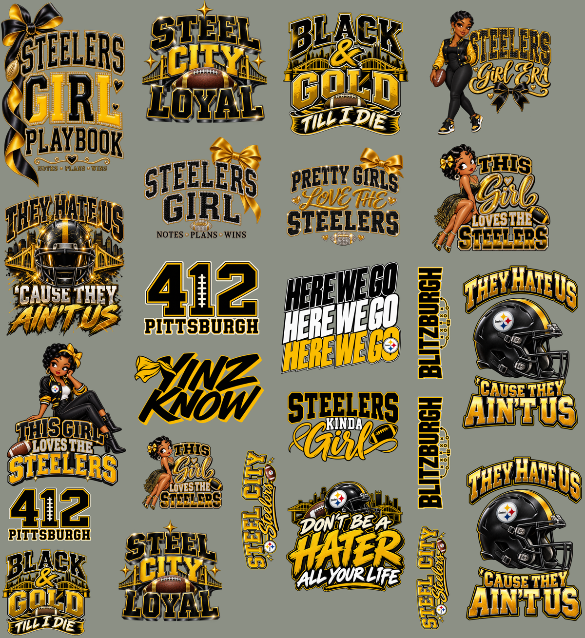Steelers Premade 22x24 UV DTF Gangsheet