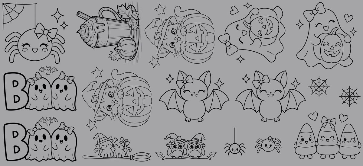 Halloween Sketch Premade 22x48 Gangsheet