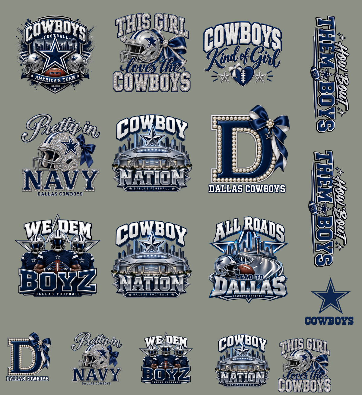Cowboys Premade 22x24 UV DTF Gangsheet