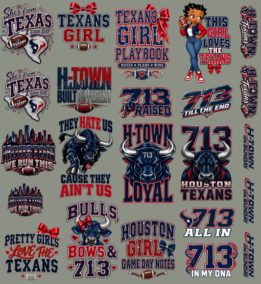 Texans Premade 22x24 UV DTF Gangsheet