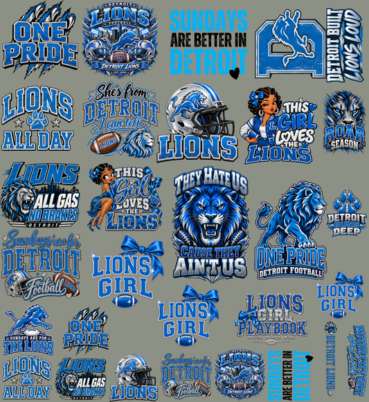 Lions Premade 22x24 UV DTF Gangsheet