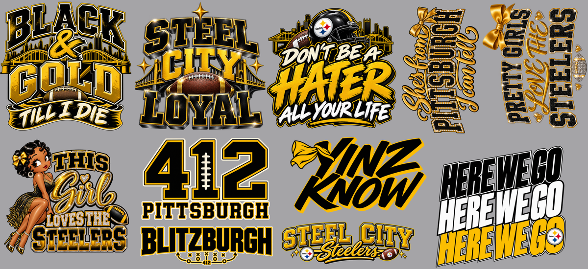Steelers Premade 22x48 DTF Gangsheet