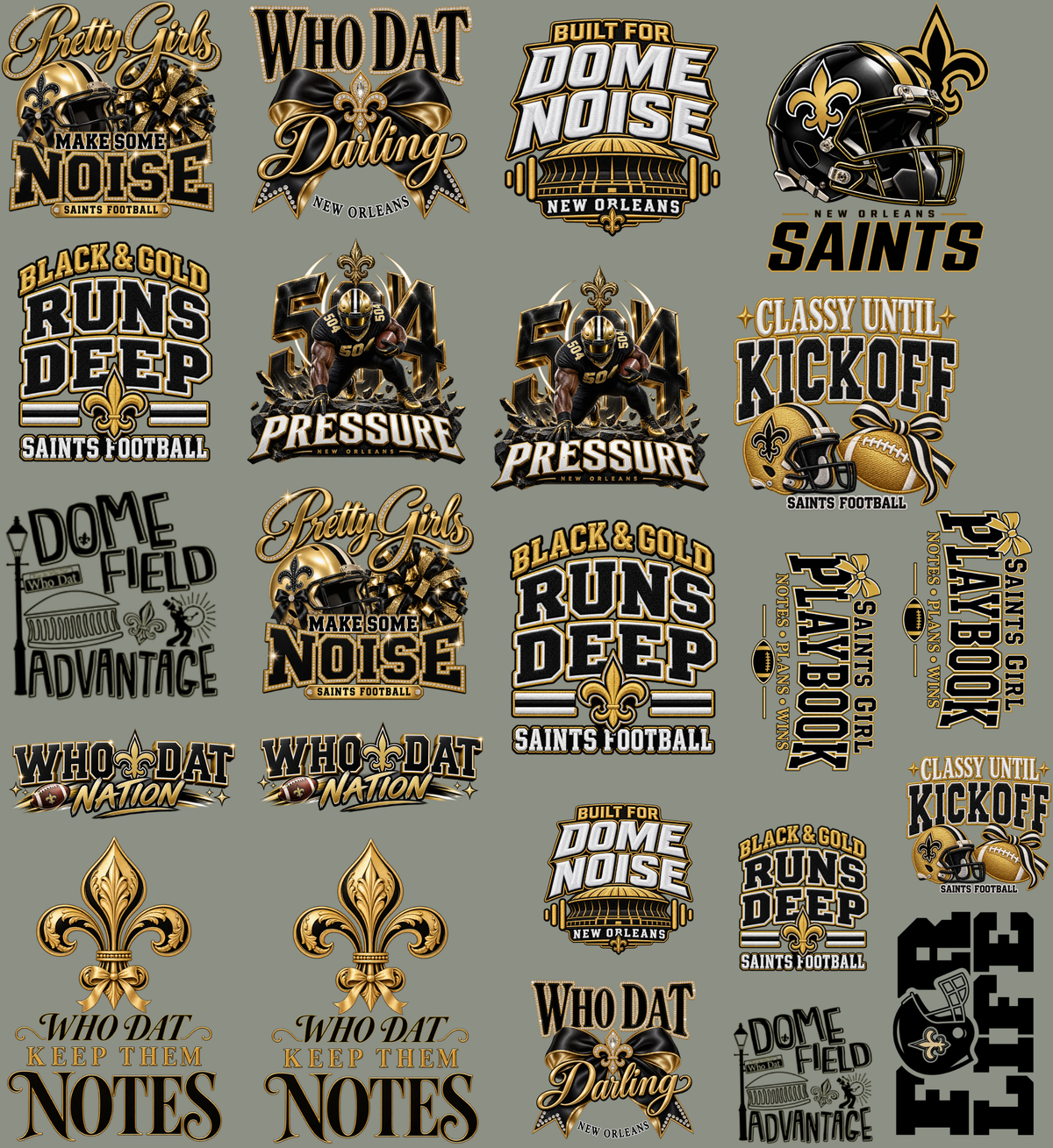 Saints Premade 22x24 UV DTF Gangsheet