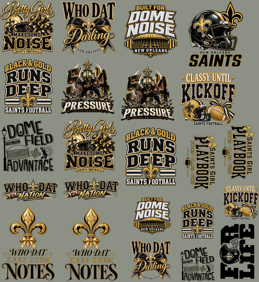 Saints Premade 22x24 UV DTF Gangsheet