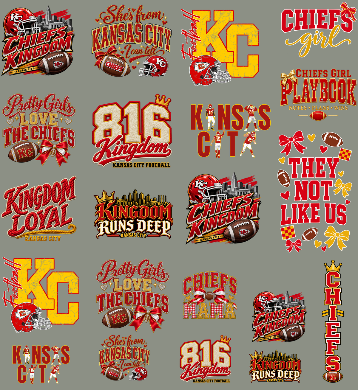 Chiefs Premade 22x24 UV DTF Gangsheet