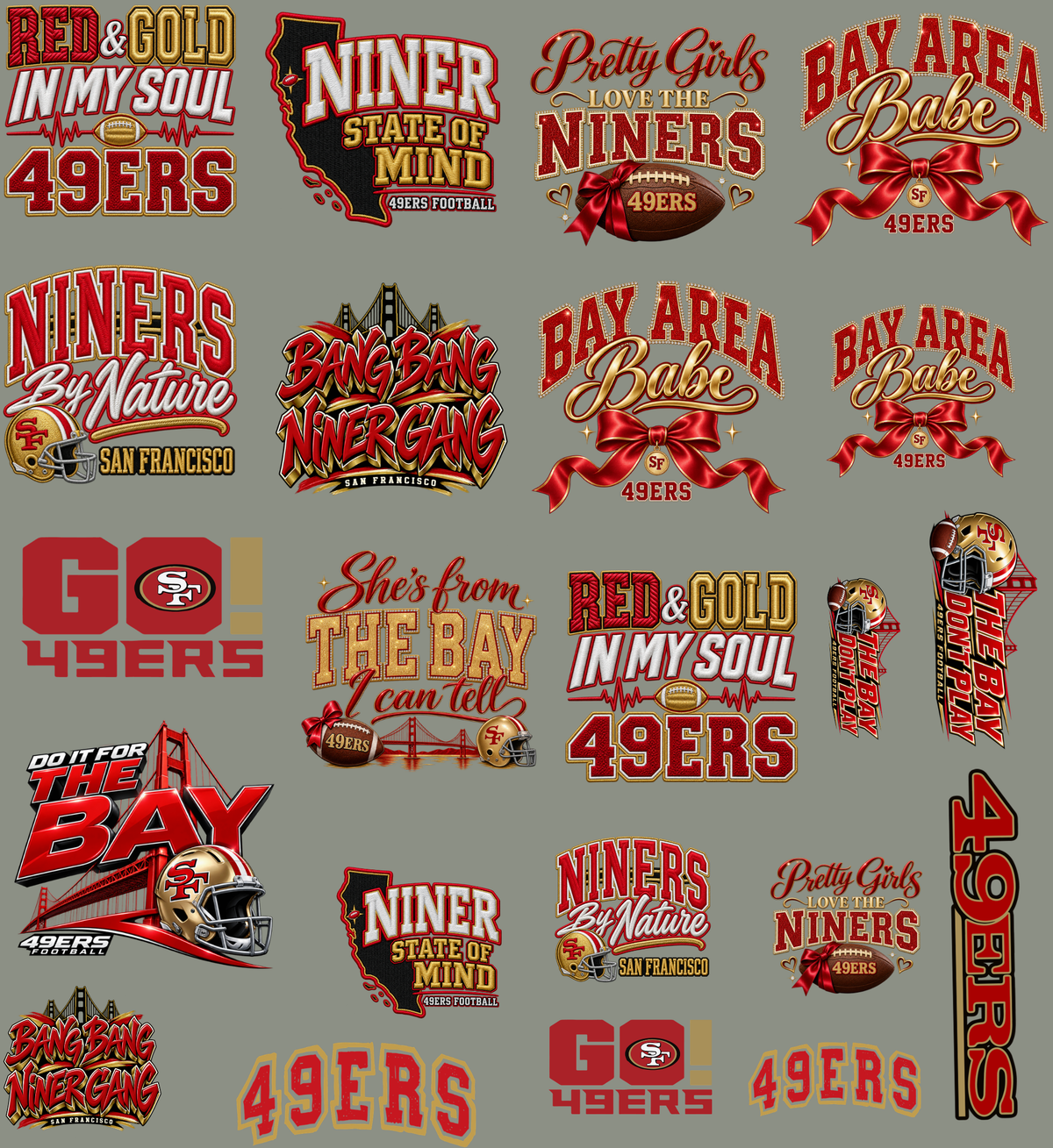 49ers Premade 22x24 UV DTF Gangsheet