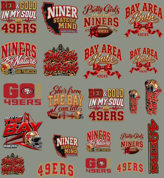 49ers Premade 22x24 UV DTF Gangsheet