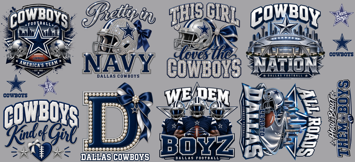 Cowboys 22x48 gang sheet layout - all designs