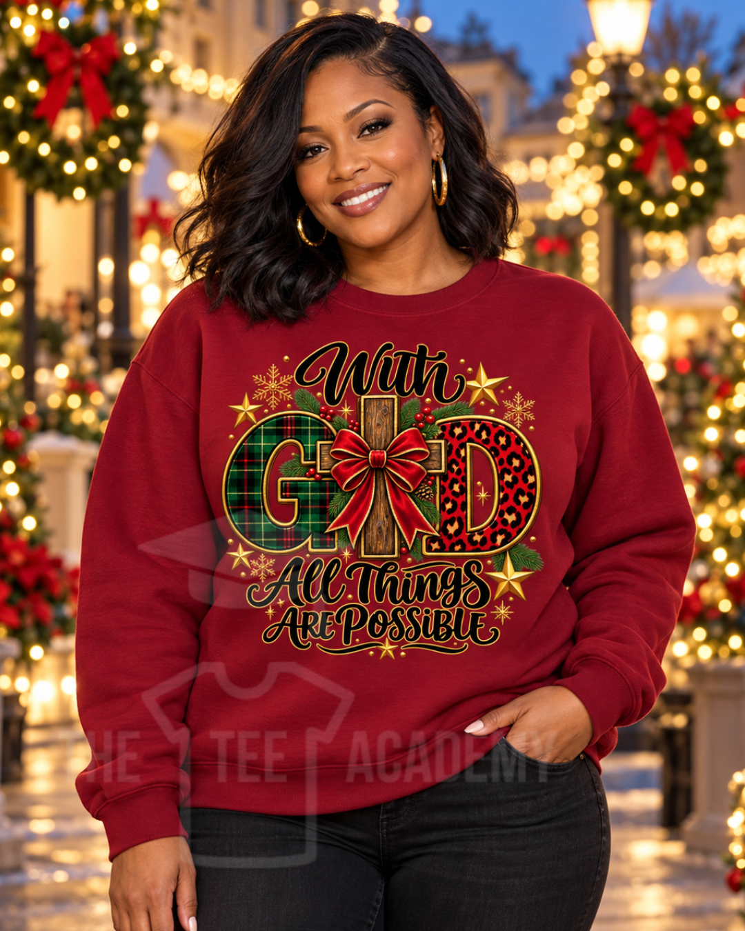 With God All Things Are Possible Christmas matte clear film screen print transfer