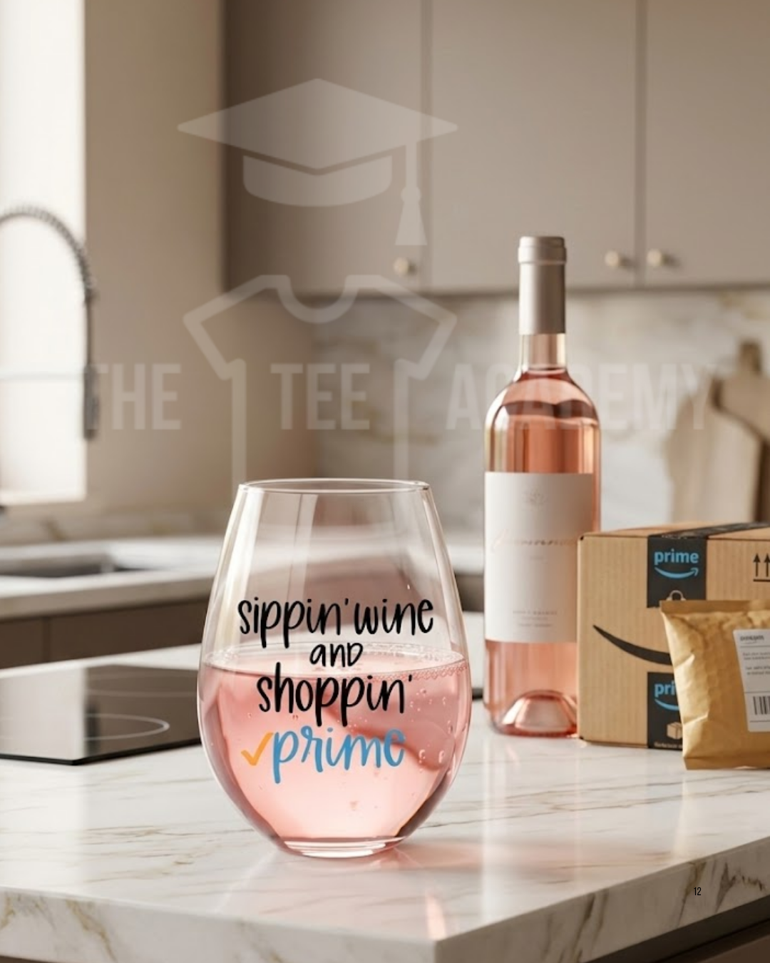 UV DTF Cup Decal- Wine And Shopping Prime