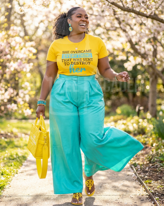 She Overcame Everything- Matte Clear Film Screen Print Transfer