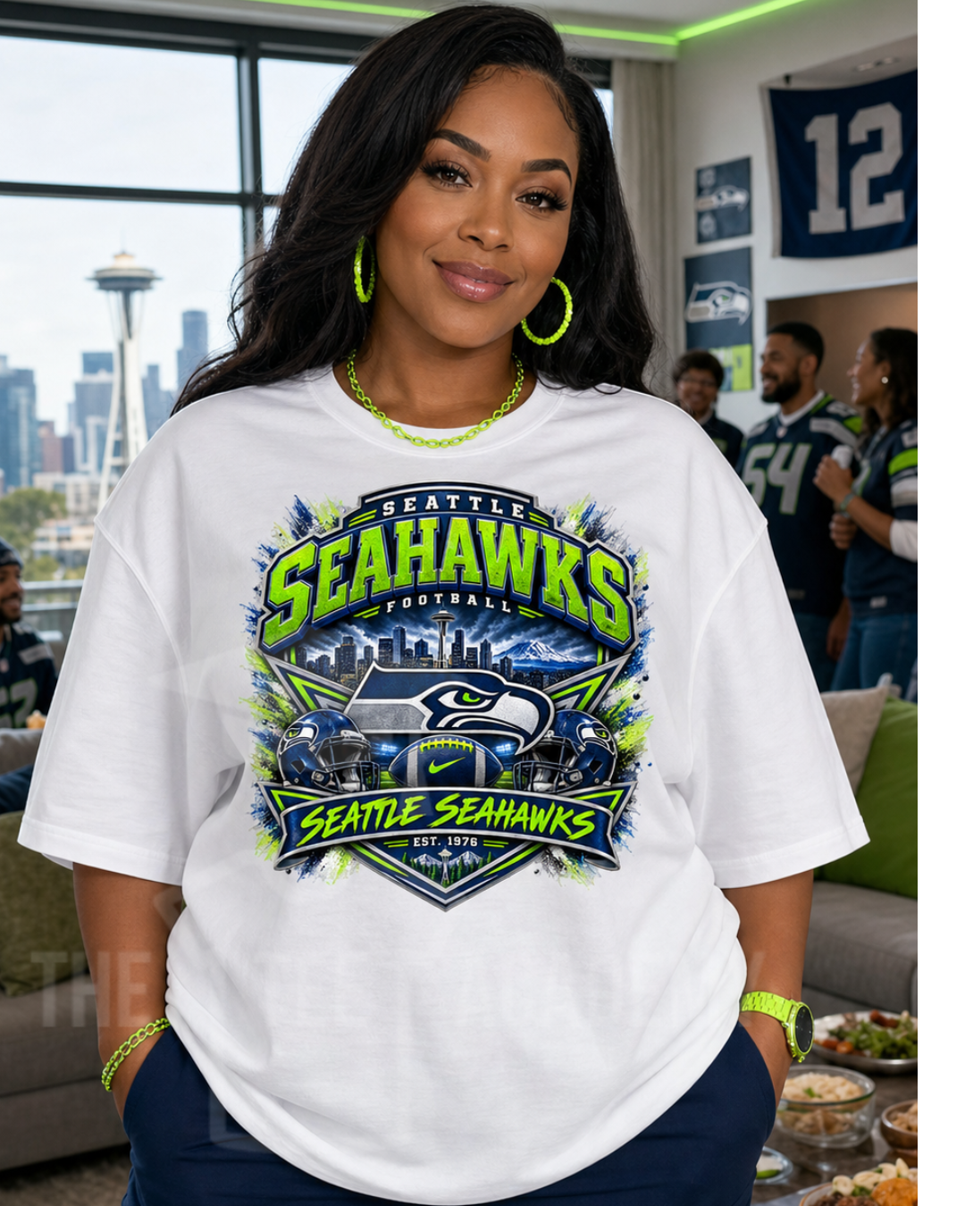 Seahawks football matte clear film screen print transfer – view 2