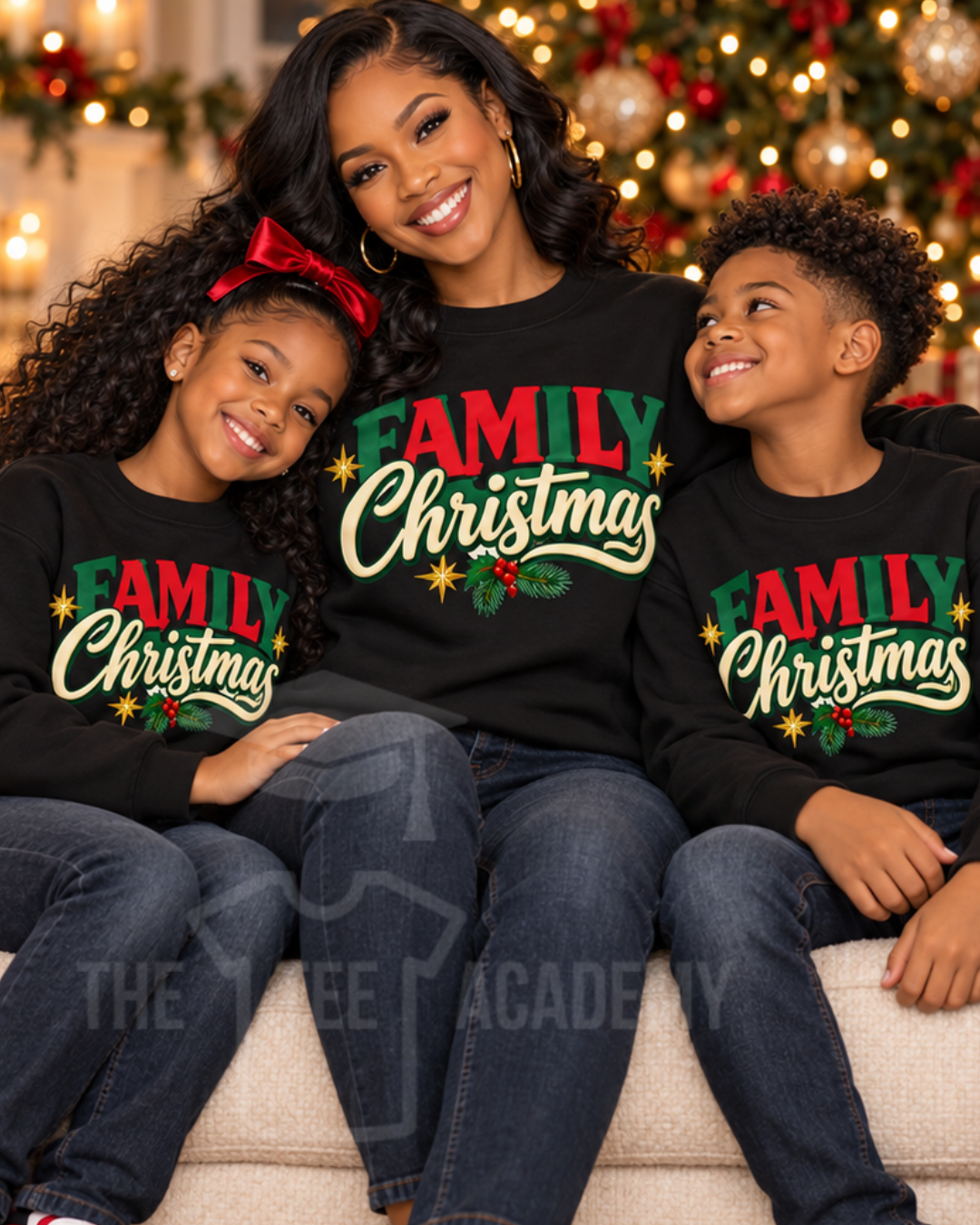 Family Christmas matte clear film screen print transfer