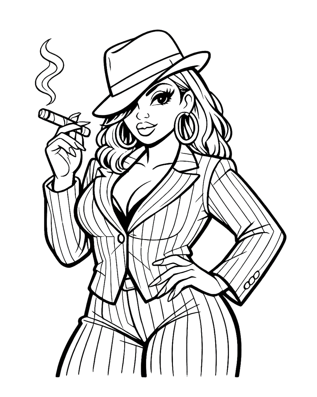 (Sketch Art) Woman With Cigar- Screen Print Transfer