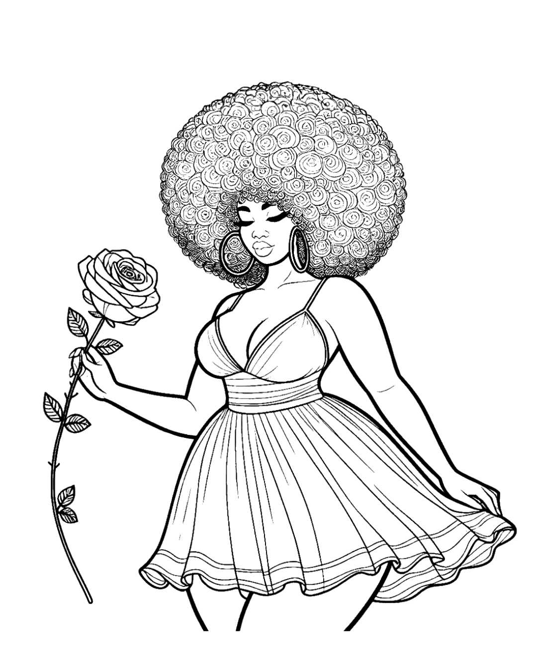 (Sketch Art) Beauty & Rose - Screen Print Transfer