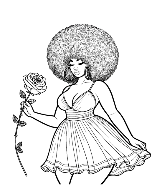 (Sketch Art) Beauty & Rose - Screen Print Transfer