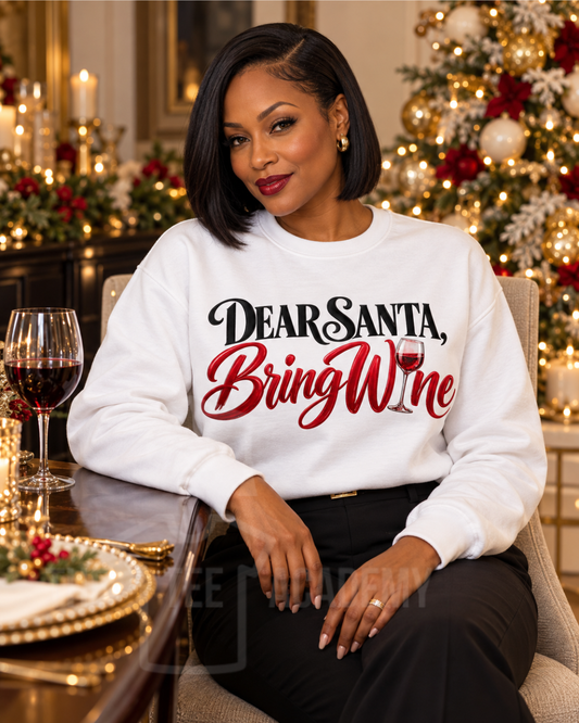 Santa, Bring Wine Christmas matte clear film screen print transfer