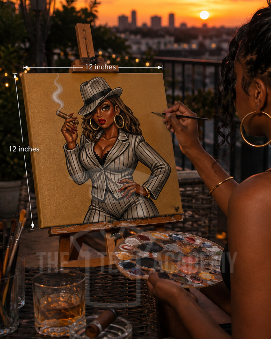 (Sketch Art) Woman With Cigar- Screen Print Transfer