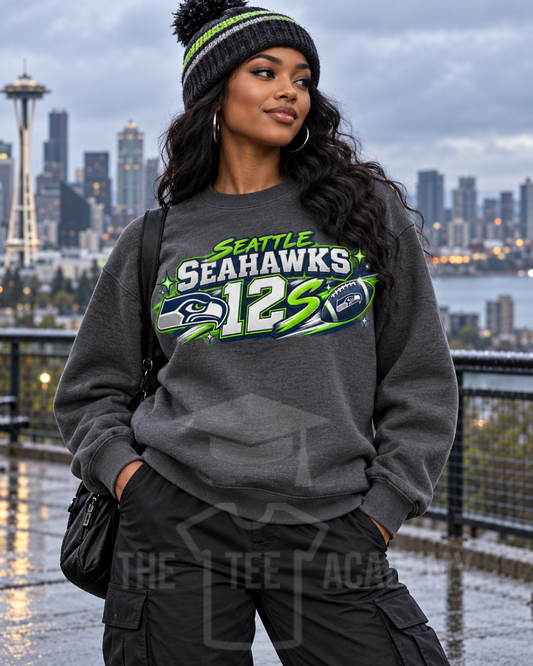 Seahawks 12's-Matte Clear Film Screen Print Transfer