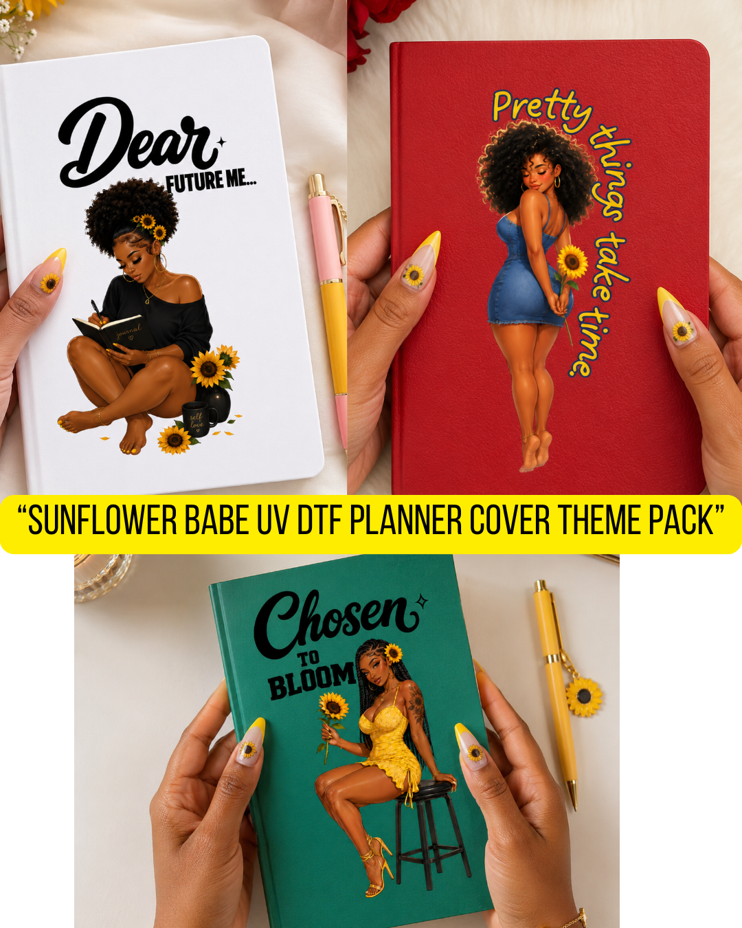 Sunflower Babe- UV DTF Planner Cover Theme Pack