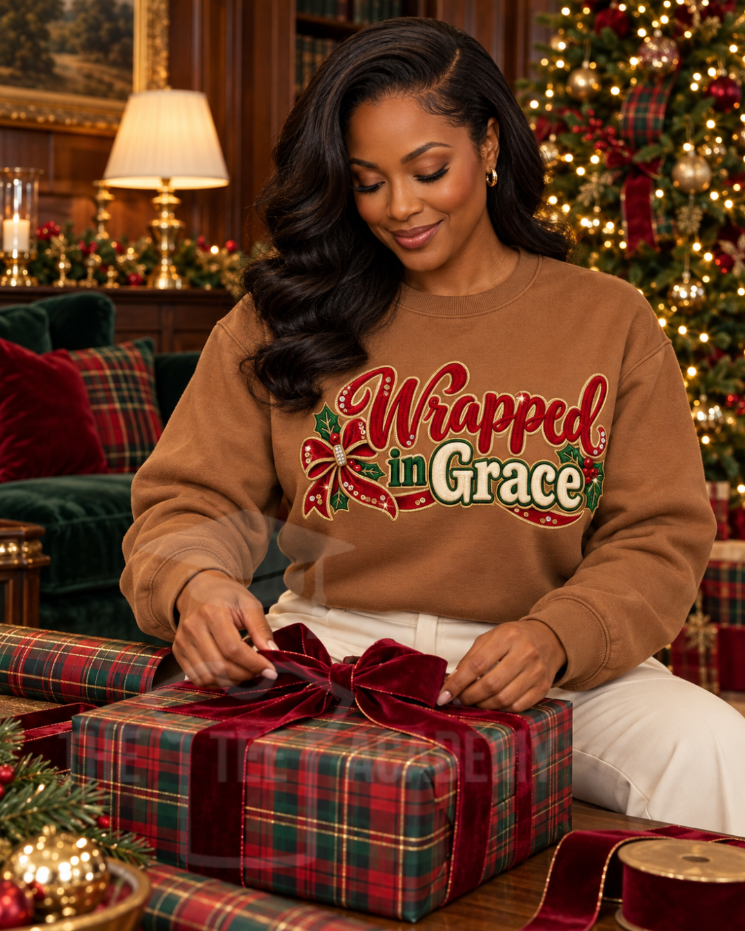 Wrapped In Grace Christmas matte clear film screen print transfer