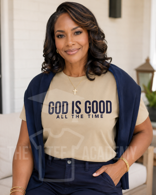(Navy) God Is Good All The Time-Screen Print Transfer