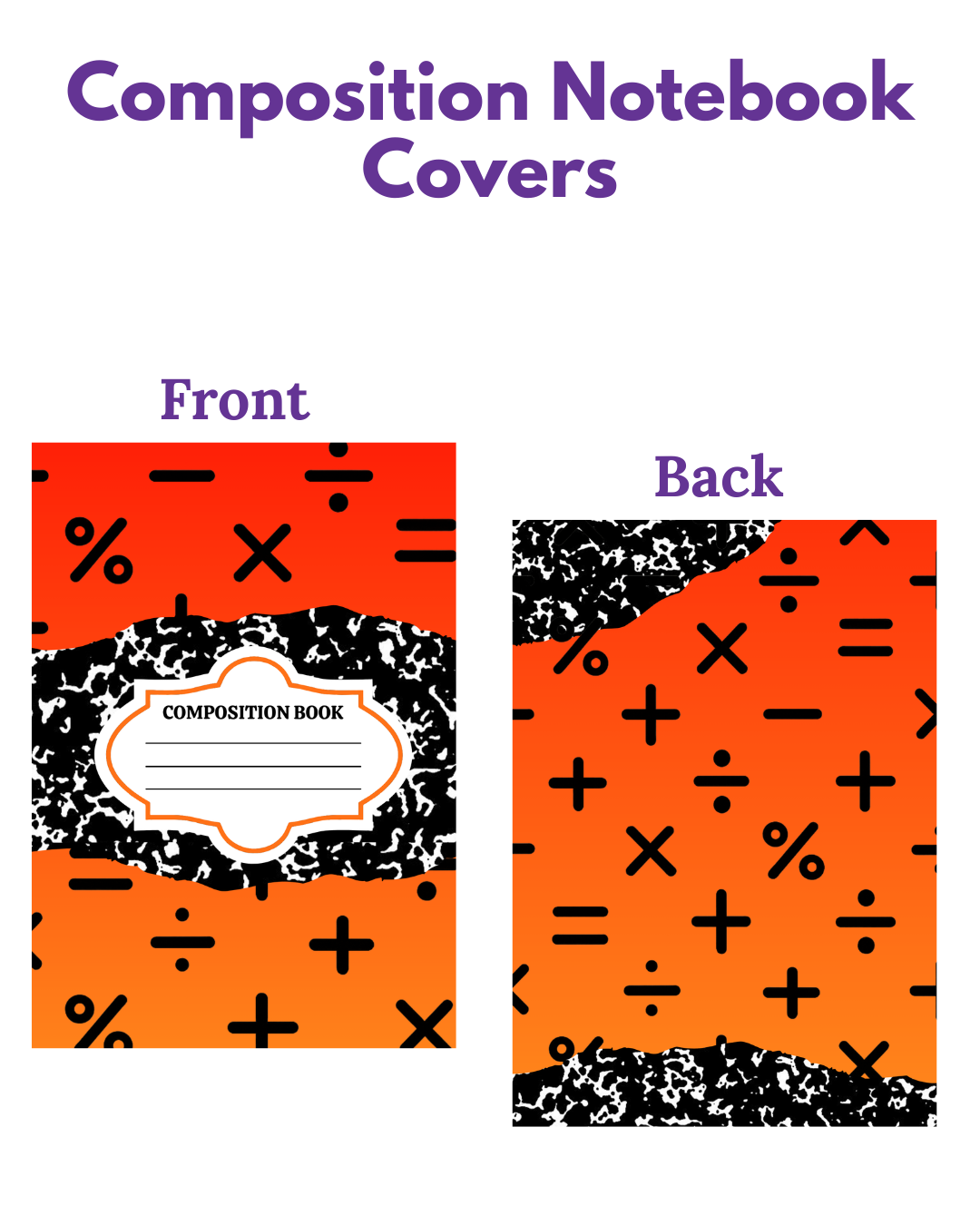Composition Notebook Covers- Back To School/Math