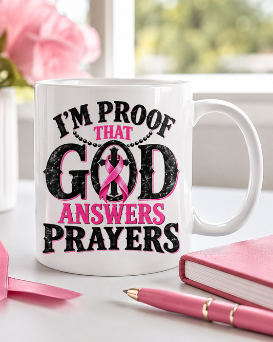 UV DTF Cup Decal- (Pink) Proof That God Answers Prayers