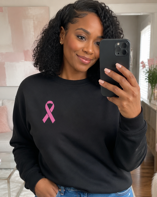 (Pocket) Breast Cancer Ribbon-Matte Clear Film Screen Print Transfer