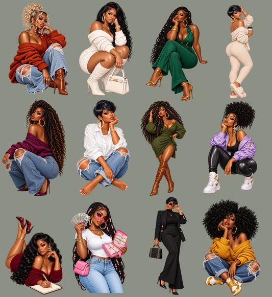 Melanin Babes Premade 22x24 UV DTF Gangsheet