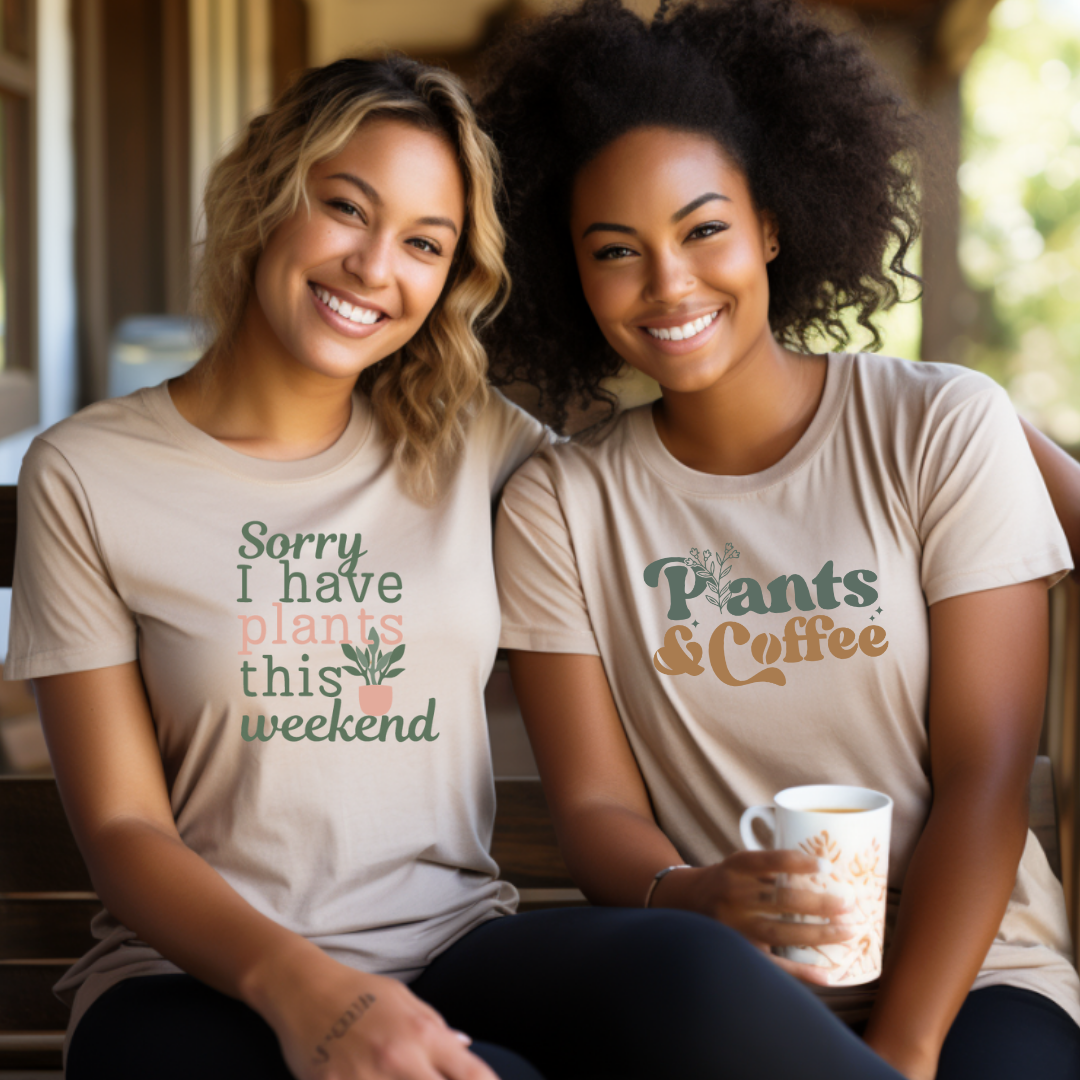 Plants and Coffee -Matte Clear Film Screen Print Transfer