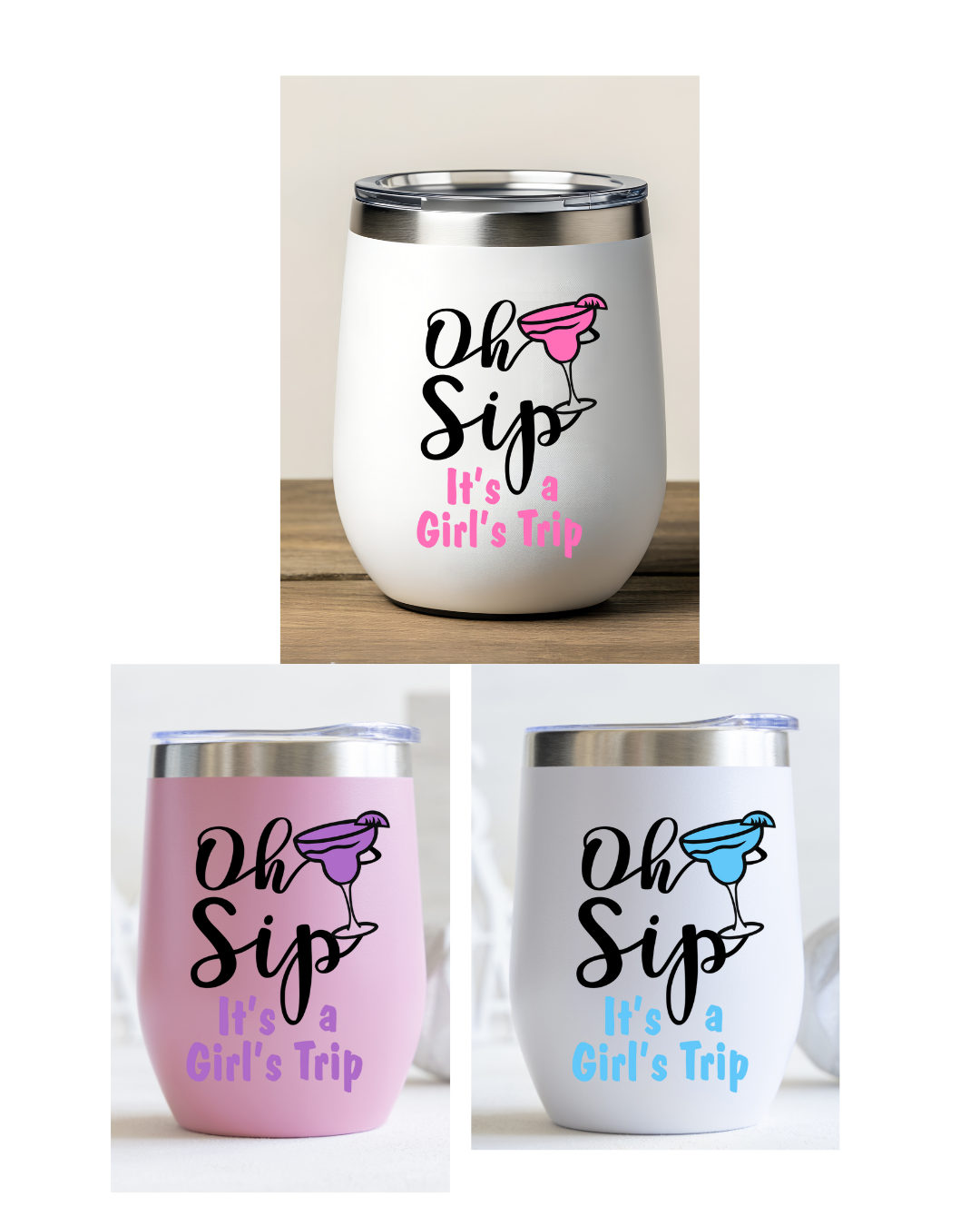 UV DTF Cup Decal - Oh Sip It's A Girl's Trip