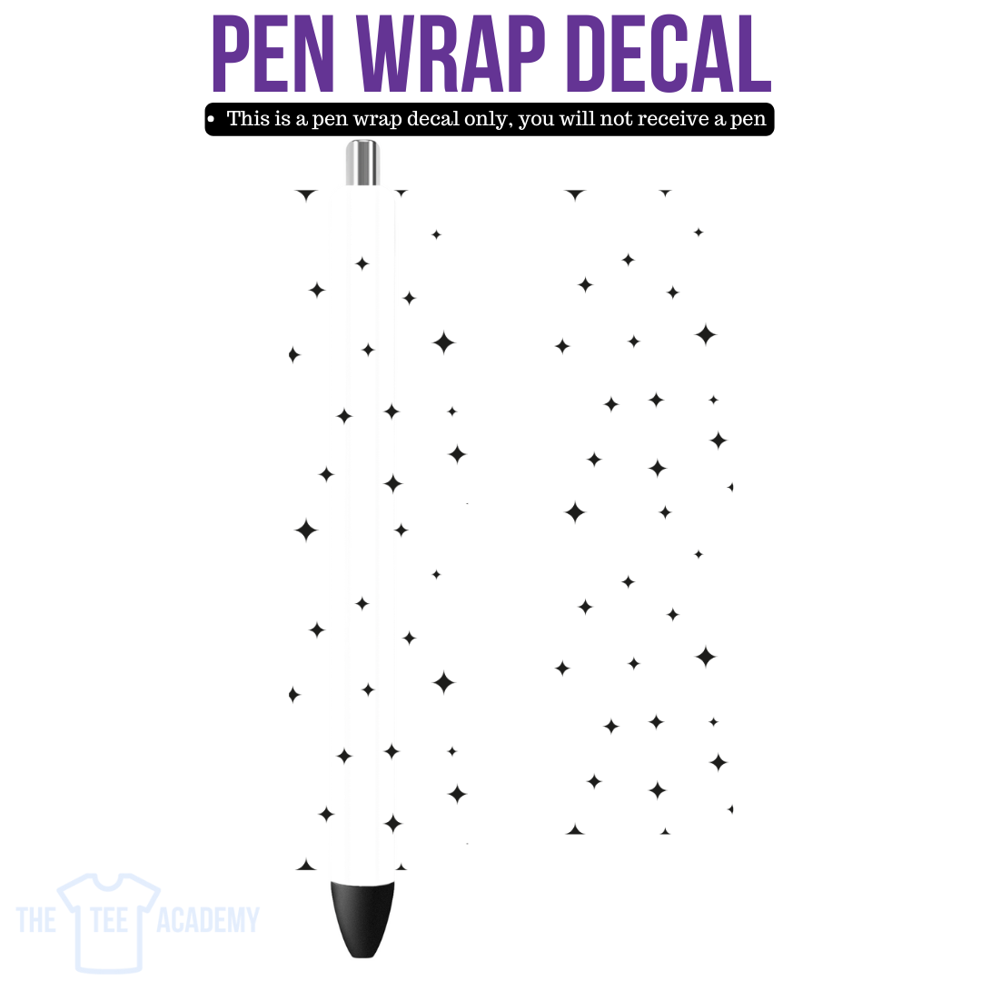UV DTF Pen Wrap- Black Stars