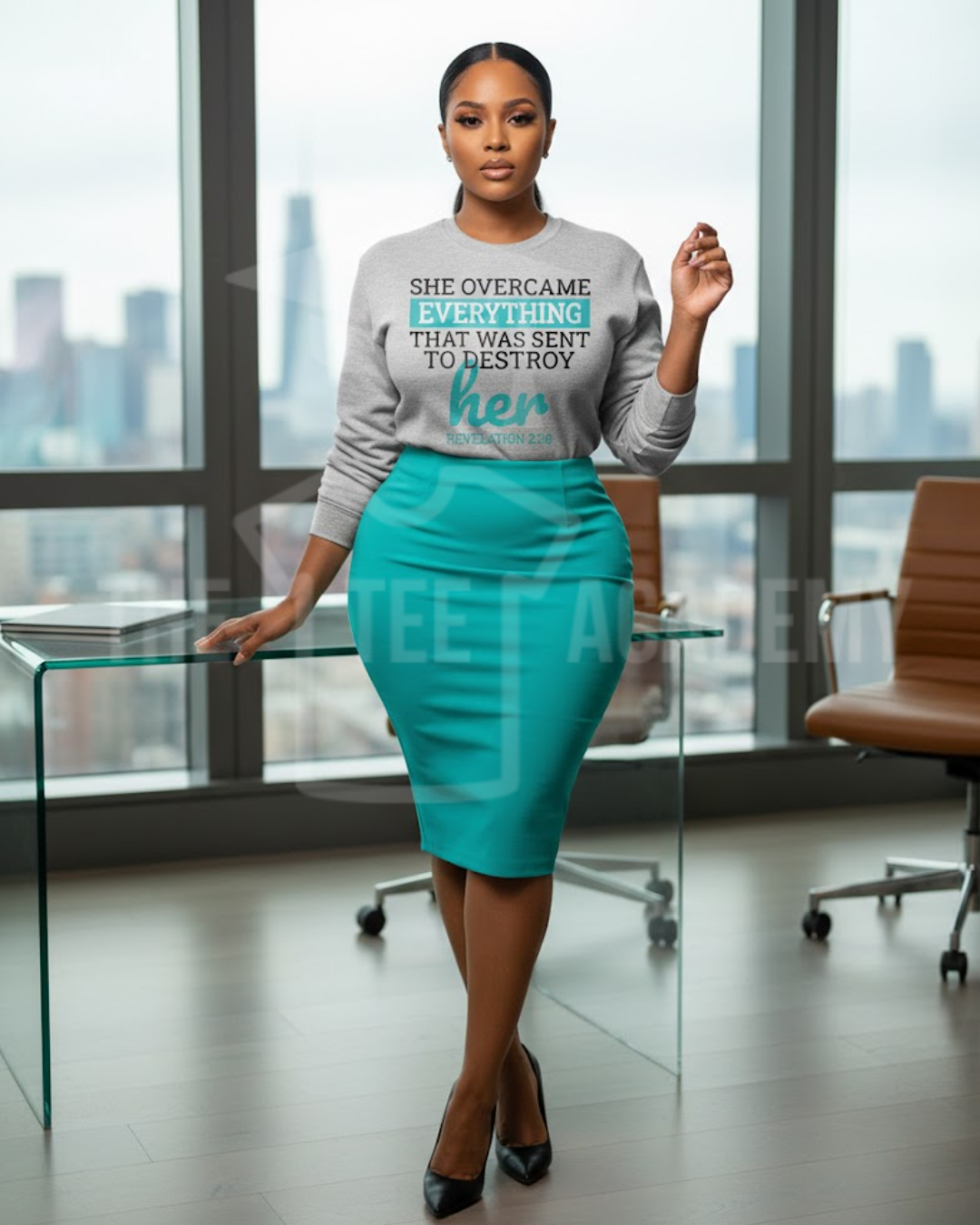 She Overcame Everything- Matte Clear Film Screen Print Transfer