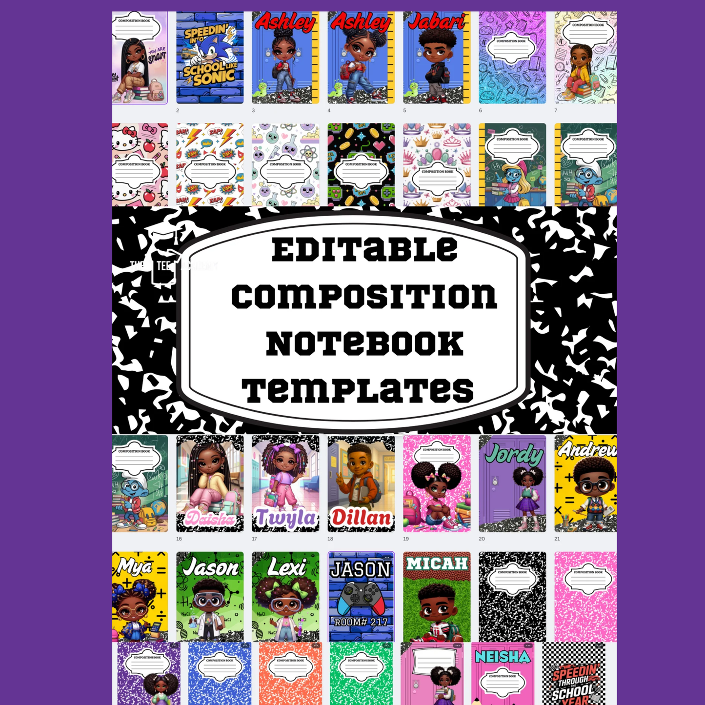 Editable Composition Notebook Canva Templates (Kids Edition)