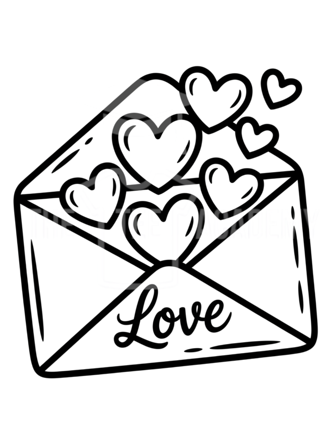 (Sketch Art) HEART MAIL Screen Print Transfer