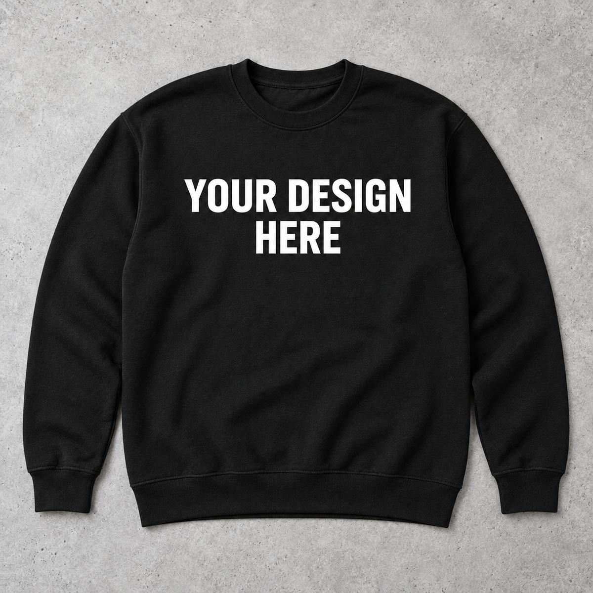 Custom black crewneck sweatshirt, your design pressed by Transfers By TTA